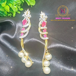 Pink Stone AD Long EARRING