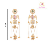 Kashmiri Bird Long Earrings | Heavy Ghunghroo Chain Jhumki Danglers