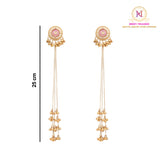 Kashmiri Bird Long Earrings – Baby Pink | Chain Ghunghroo Danglers