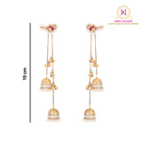 Kashmiri Bird Long Earrings – Red | Ghunghroo Chain Jhumki Danglers