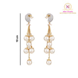 Peacock Pearl Drop Long Earrings | Golden Finish Designer Danglers