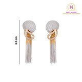 American Diamond Chain Dangler Earrings | Dual Tone Long Designer Earrings