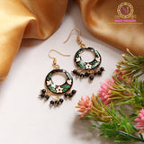Meenakari Floral Hoop Earrings with Beaded Drops | Enamel Circle Dangler