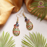 Vibrant Peacock Meenakari Drop Earrings | Multicolor Enamel Statement Dangler