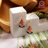 Meenakari Cone Jhumki Earrings | Multicolor Enamel Dome with Beaded Drops
