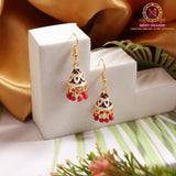 Meenakari Cone Jhumki Earrings | Multicolor Enamel Dome with Beaded Drops