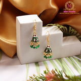 Meenakari Cone Jhumki Earrings | Multicolor Enamel Dome with Beaded Drops