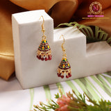 Meenakari Cone Jhumki Earrings | Multicolor Enamel Dome with Beaded Drops