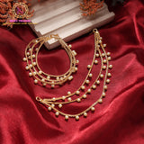 Multi-Layer Pearl Kaan Chain for Earrings | Gold Finish Ear Chain with Pearl Drops