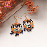 Meenakari Chand Bali Earrings with Kundan Stone | Ethnic Earrings with Beads