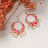 Meenakari Peacock Chandbali Earrings with Pearl Drops | Traditional Ethnic Earrings