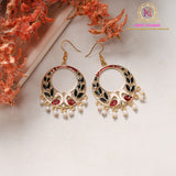Meenakari Peacock Chandbali Earrings with Pearl Drops | Traditional Ethnic Earrings