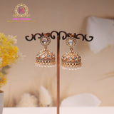 Polki Jhumki Earrings with AD Stone Detailing – Premium Gold Finish Traditional Jhumkas