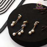 Gold Polish AD Stone Pendant set with Pearl Drops – Modern Designer Dangle