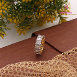 Golden Polish AD & White Stone Ring – Premium Designer Ring (Size 9)