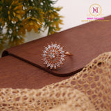 Rose Gold Floral AD Ring – Premium Designer Statement Ring