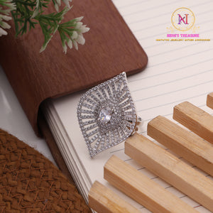 Silver Tone AD Statement Ring – Premium Adjustable Designer Ring
