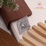 Silver Tone AD Statement Ring – Premium Adjustable Designer Ring