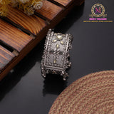 Silver Tone Broad Openable Bracelet | Antique Statement Kada