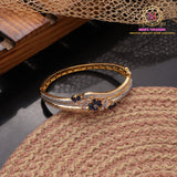 AD Bracelet – Blue Floral Stone Design | Golden Openable Kada