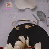 Dual Tone Open Cuff Bracelet with AD Stones | Sleek Modern Design