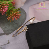 Dual Tone AD Bracelet with Pearl | Sleek Openable Design