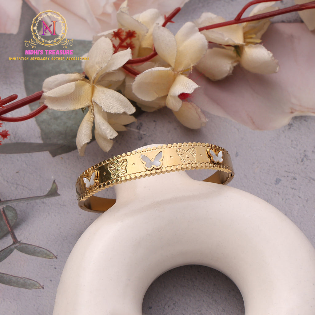 Anti-Tarnish Butterfly Charm Bracelet | Openable Designer Kada