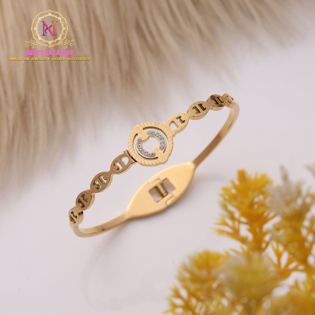 Anti-Tarnish Openable Bracelet | Sleek Designer Gold Kada