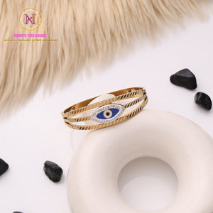 Anti-Tarnish Evil Eye Designer Bracelet | Openable Gold Kada