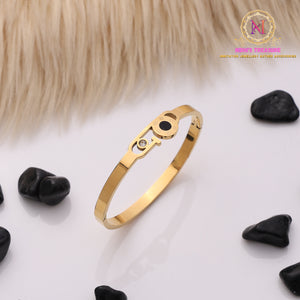 Anti-Tarnish Minimal Logo Bracelet | Openable Gold Kada