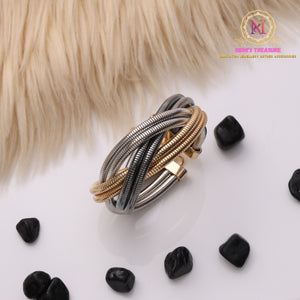 Dual Tone Coiled Bracelet | Anti-Tarnish Openable Statement Kada
