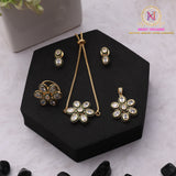 Kundan Jewelry Combo Set | Bracelet, Ring & Pendant Floral Design