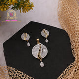 Round American Diamond Pendant Set | Golden Detail Lightweight Design