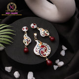Peacock Pendant Set with Meenakari & AD Work | Golden Finish
