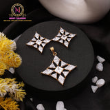 Geometric Diamond Shape Pendant Set | CZ American Diamond Design