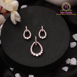 American Diamond Teardrop Pendant Set – Rose Gold | Loop Design