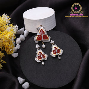 American Diamond Pendant Set – Red Designer | Premium Finish