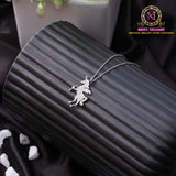 Horse Pendant Chain Necklace | White Rhodium Finish Adjustable Chain