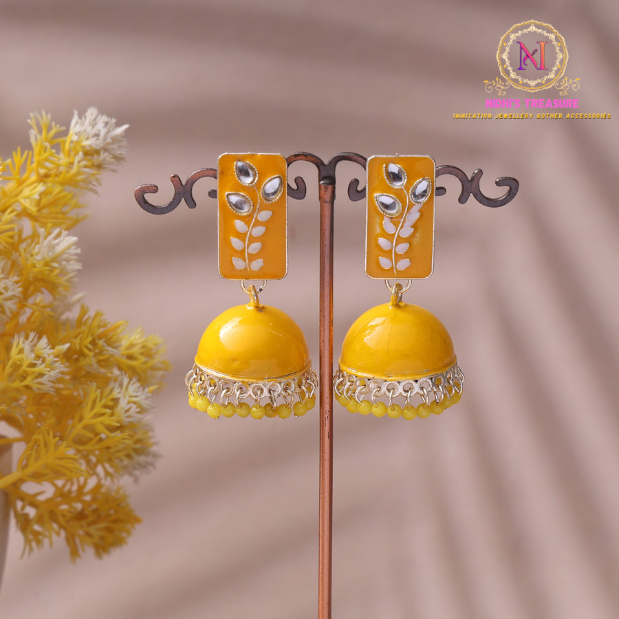 Meenakari Jhumka Earrings | Stone Studded Traditional Drop