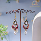 Meenakari Earrings – Kundan & Pearl Drop