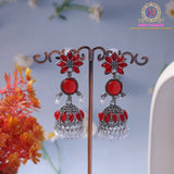 Silver Tone Flower Jhumki Earrings | Lightweight Statement