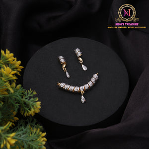 American Diamond Mangalsutra Pendant Set – Crystal Curve | Lightweight