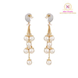 Peacock Pearl Drop Long Earrings | Golden Finish Designer Danglers