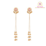 Kashmiri Bird Long Earrings – Baby Pink | Chain Ghunghroo Danglers