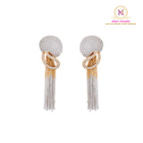American Diamond Chain Dangler Earrings | Dual Tone Long Designer Earrings