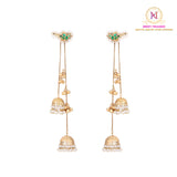 Kashmiri Bird Long Earrings – Green| Ghunghroo Chain Jhumki Danglers