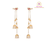 Kashmiri Bird Long Earrings – Red | Ghunghroo Chain Jhumki Danglers