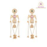 Kashmiri Bird Long Earrings | Heavy Ghunghroo Chain Jhumki Danglers