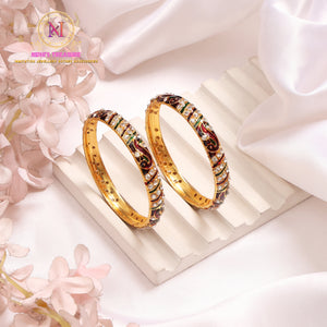 Meenakari Peacock Bangles | Brass Stone Work Traditional Kada