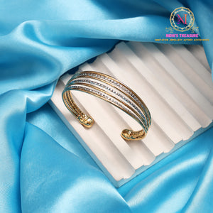 Dual Tone Brass Kada | Openable Minimal Designer Bracelet